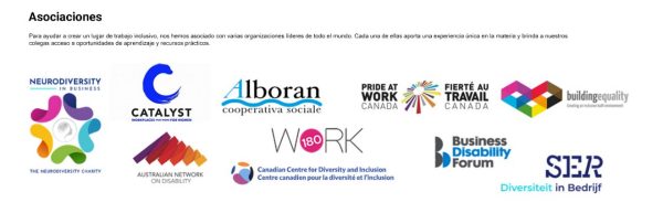 An image with a group of company logos titled Partnerships in Spanish