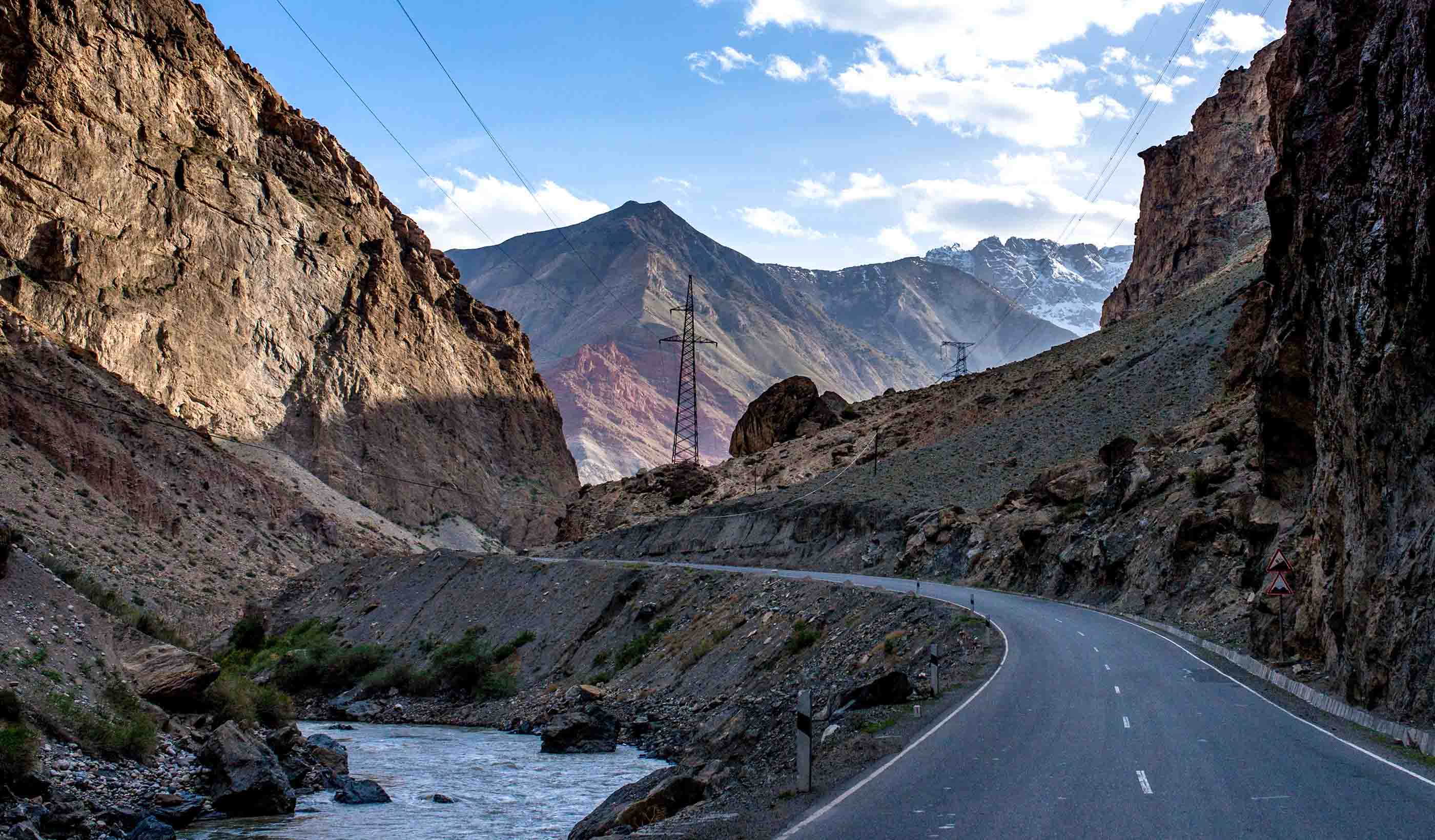 View of one of the main roads in Tajikistan